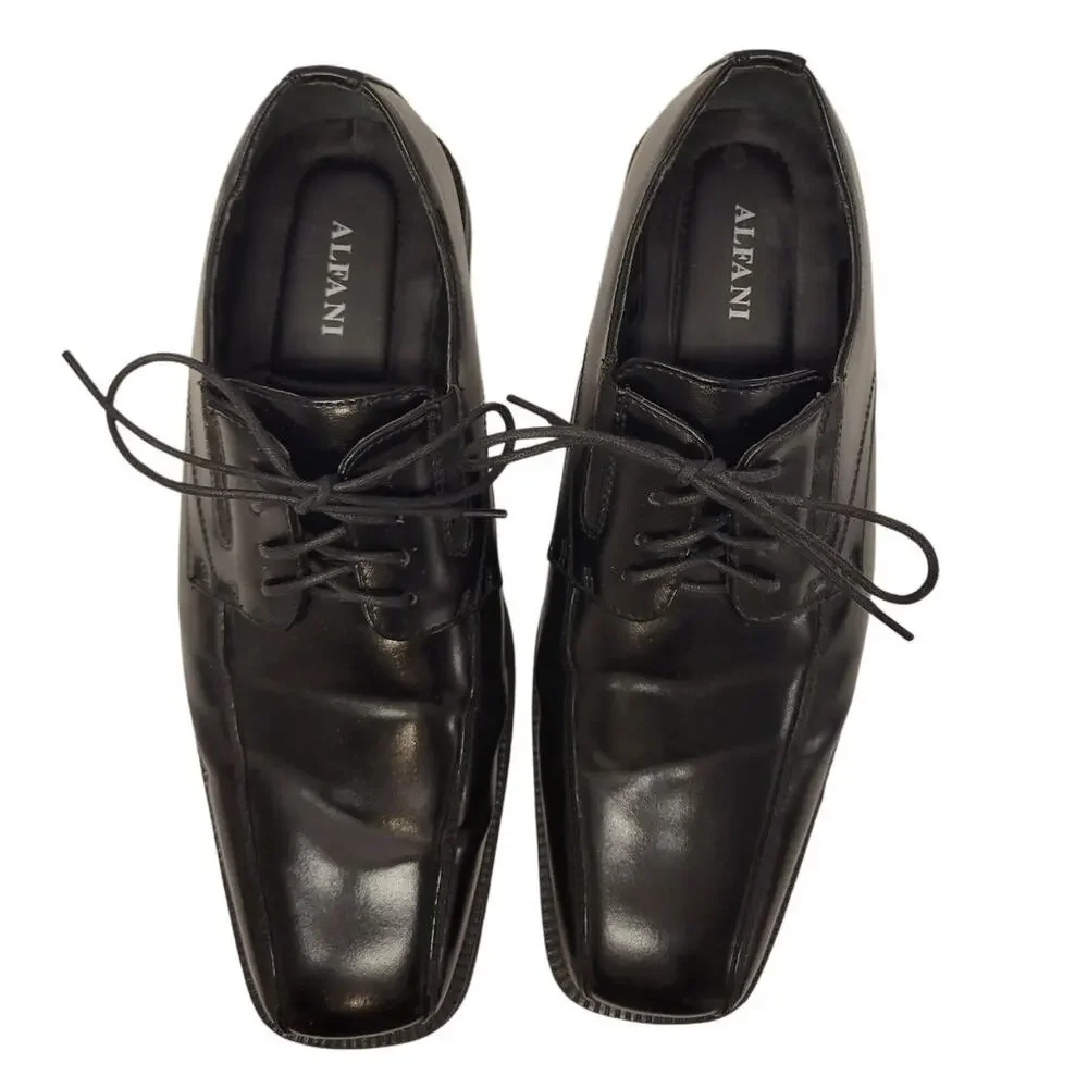 Alfani Men's Square Toe Derby Black Dress Shoe Size 10